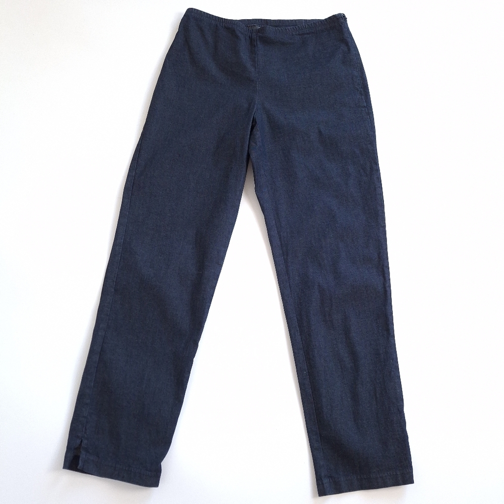 Eileen Fisher Stretch Denim Slim Fit Pull-on Side Zip Pants